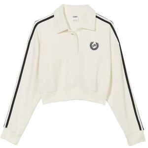 PINK Reverse Fleece Cropped Polo Sweatshirt